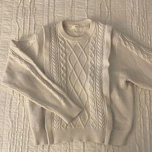 Mango White/Cream Cable Knit Sweater